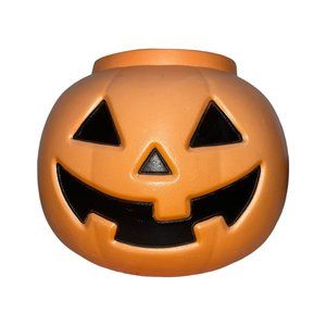 Huge Vintage Hard Plastic Blow Mold JackOLantern Candy Pail Bucket 13 X 12 Rare